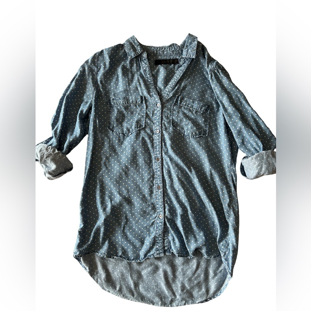 Blue Polka Dot Button-Up Shirt